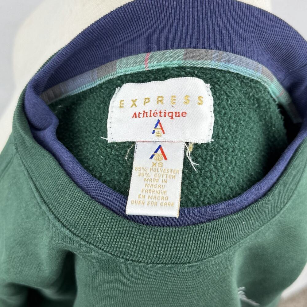 Vintage Express Athletique Floral Embroidered Sweatshirt Green Crewneck XS - Picture 6 of 6